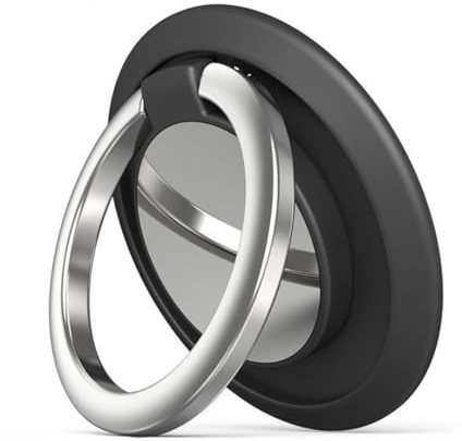 ISKIP Phone Ring Grip, 360° Rotating Phone Ring Holder, Car Mount Available, Fits for iPhone, Samsung, All Smartphones (Black)