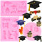 RFGHAC Set di 3 stampi in silicone a forma di tappo di dottorato, per diploma, pergamena, diploma, fondente, certificato, caramelle, cappello di dottorato, cioccolato, decorazione per cupcake e torte
