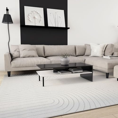 VIMODA Teppich Modern Wohnzimmer Kurzflor Läufer 3D Hoch&Tief Effekt Weich Pflegeleicht Muster, Maße:80x300 cm