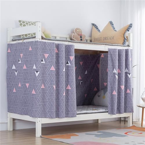 Treer Rideau Occultant pour Dessous de Lit Long, Rideau de Lit Mezzanine Anti-Poussière Occultant pour Lit Superposé ou Lit Cabane, Rideau Lit mi Hauteur (1.2x2M,Triangle Rose)