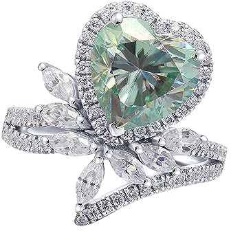 Whoiy Frauen Ring Weisgold, Echt Gold Verlobungsringe 18K Elegant Ehering Trauring 750 Damenring 3ct Edelstein Gr. 48 (15.3)