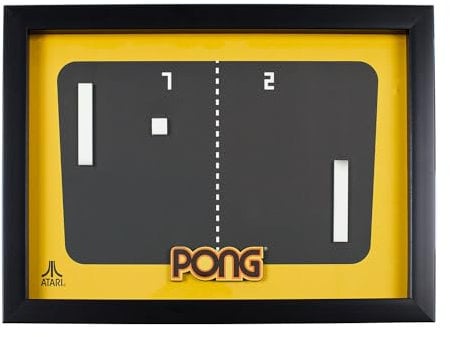 ThumbsUp! - Decorazione da parete ufficiale Atari, collezione autentica di Pong per gaming, carta da parati per gaming, decorazione per sala da gioco e adesivi da parete, cornice nera