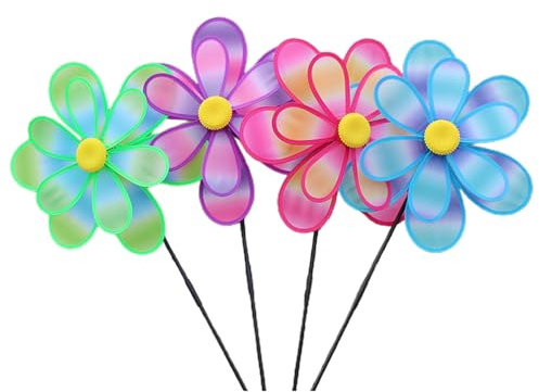 Großes Rasendekorations-Windspiel, doppellagige Windräder mit Pfahl, Blickfang für Garten, Kinder, Outdoor-Aktivitäten, Outdoor-Funktion