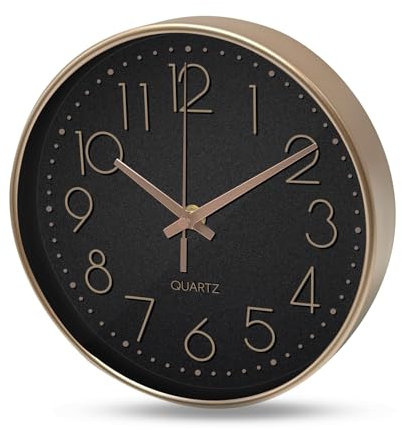 Diompirux 20 cm Orologio da parete silenzioso, Orologio da parete ad alta precisione, con lancette in oro rosa, Orologio da Parete Circolare Facile Lettura, per casa, scuola, ufficio…