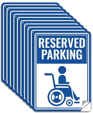 WADORN Cartello di Parcheggio Riservato A 10 foglio, Cartello di Parcheggio per Disabili con Cartello con Immagine per Sedia A Rotelle, 13x18cm, Adesivi In PVC Autoadesivi, Adesivi Impermeabili
