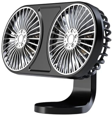 Yunnaty Mini ventilateur de voiture USB pour tableau de bord - 5 V - Silencieux - Double tête - Électrique - 3 vitesses