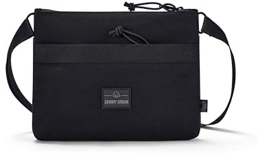 Johnny Urban Umhängetasche Herren & Damen Schwarz - Drew - Kleine Messenger Bag Zum Umhängen - Flache Sacoche für Stadt, Reise, Konzert, Festival - Wasserabweisend
