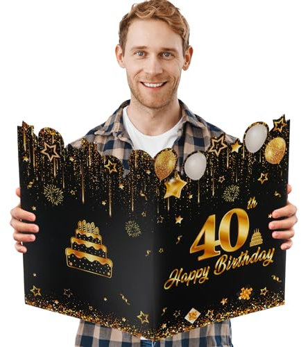 AIBAOBAO Biglietto Auguri 40 anni donna uomo, 42.5 x 30 cm, biglietti Auguri Compleanno Grande, Biglietto di Buon Compleanno, Originali Divertenti Personalizzati Festa Regalo 40 anni Donna Uomo