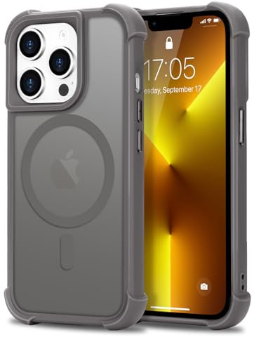 Micoden Magnetic Case for iPhone 13 Pro,Compatible with Magsafe,4 Corner Reinforced Protection Airbag Drop Protective Phone Case,Anti-Fingerprint Translucent Matte,Slim Shockproof Cover-Grey