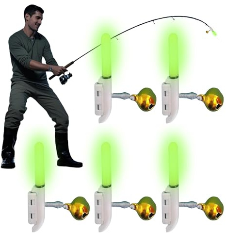 Uhngw Angel-Leuchtstäbe für Nachtangeln,LED-Leuchtlampe Mit Glocke | Wiederverwendbares 5er-Set Für Nachtangeln Outdoor-Camping Wanderungen Bei Schwacher Beleuchtung