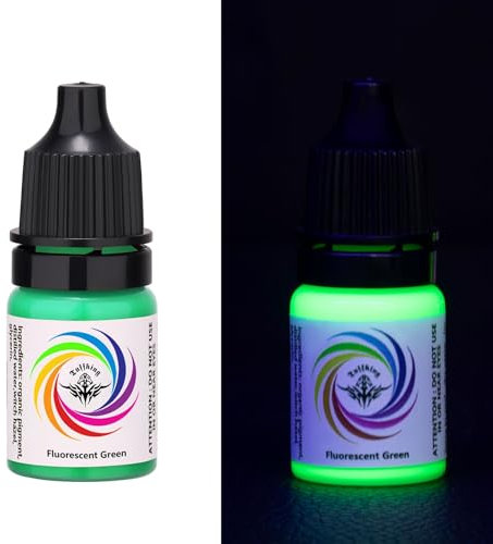 TTOOGO Conjunto de Tinta de Tatuaje Fluorescente: pigmentos de Color Brillo UV Resaltar y modificar Patrones, Botellas de 5 ml seguras de Piel,Verde