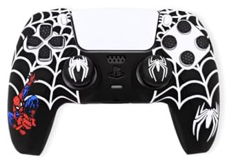 MMEGaming Funda Compatible con Mando PS5, Silicona Suave y cómoda Que Mejora el Agarre, Accesorios para Mando Play 5, Accesorio Compatible con Mando Play 5 (Negra Spiderman)