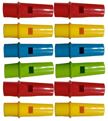 TOYANDONA 12pcs Unique Flute Whistles Diy Cylinder Pan Flutes Music Instrument Toys for Boys and Girls Safe Abs Colorful Patterns for Birthday Random Color
