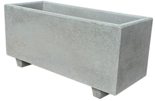 NatureLine 100 in Cemento Grigio - Vaso Rettangolare in Cemento: Eleganza e Robustezza per i Tuoi Spazi Verdi (Con piedi)