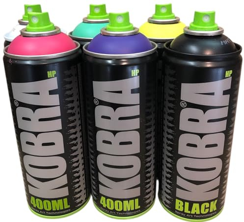 KLAMOTTEN STORE KOBRA Sixer - Graffiti Sprühdosen Set mit schwarz & weiß - mattes Farspray mit hoher Deckkraft 6 x 400ml - high pressure