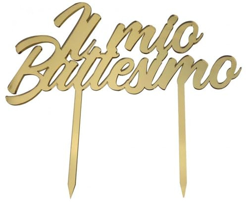 Cake Topper Meine Taufe aus Plexiglas, Gold verspiegelt, elegante Dekoration für Kuchen Zeremonie, raffinierte Silhouette
