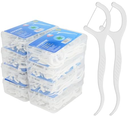 leruiyezs 400 Pièces Fil Dentaire Avec Manche Floss Cure Dent Plastique Soins Dentaires Familiaux avec Boîte Hygiénique Portable pour Nettoyage Précis Entre Les Dents et Résidus Alimentaires