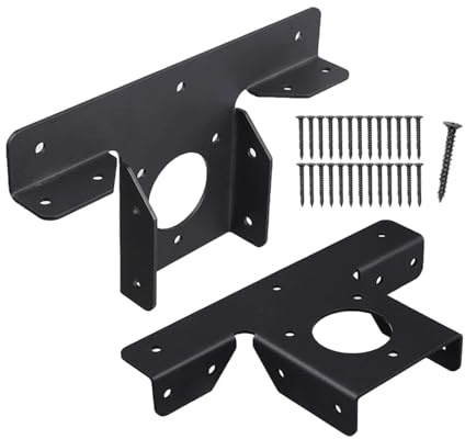 2 Stück Pergola-Halterungen, langlebig, verstellbar, robust, Holzpfosten, schwarzes Metall, T-förmige Halterung, Hardware, Pavillon-Zubehör