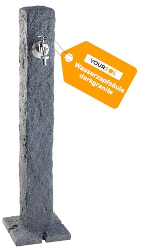 YOURSOL Wasserzapfsäule darkgranite inkl. Chrom-Auslaufhahn, Garten Wasserzapfstelle Kunststoff, frostfreier Außenwasserhahn Water Fountain Outdoor