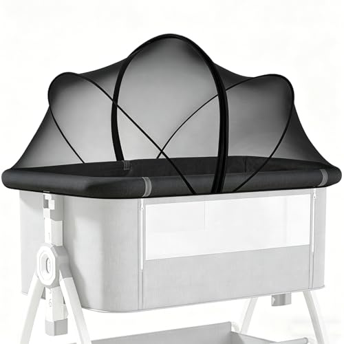 Moustiquaire Universelle pour Lit De Voyage, Moustiquaire Universelle avec Fermeture Éclair Silencieuse pour Lits, Accès Facile, Installation Rapide, Maille Fine pour Enfants (Noir, 60 x 105 CM)