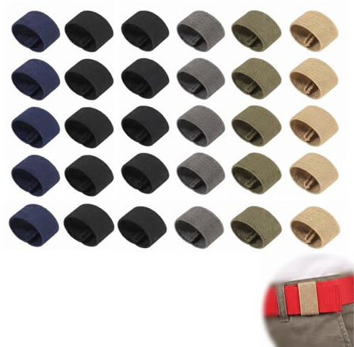 DiiWmme 30 Stück Gürtelschlaufe, Elastische Gürtelschlaufen aus Twill | Gürtelhalter für 2 cm - 4 cm Breite Gürtel, Nylon Elastik Gürtelclip zum Fixieren von Gürtelenden, Rucksackgurten Kabeln