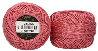 Anchor 4591008-00895 Stickgarne, 100% Baumwolle, granat hell, Stärke 8, 82m, 16 Gramm