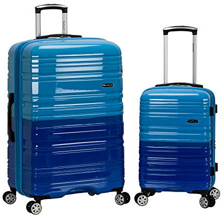 Rockland Melbourne Hardside Erweiterbares Spinner-Rad Gepäck, Zweifarbiges Blau, 2-Piece Set (20/28), Melbourne Hartschalen-Koffer, erweiterbar
