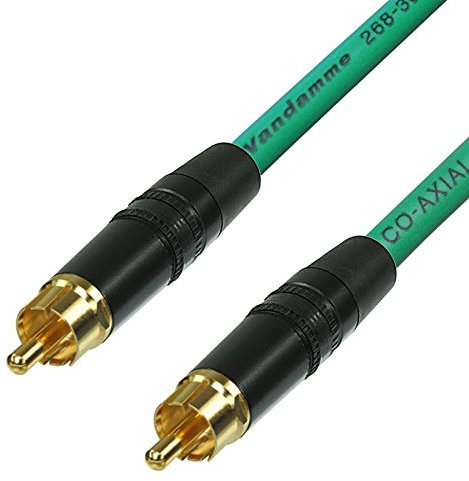 SPDIF Digital Audio Video Coaxial Cable RCA to RCA Van Damme 75 ohm Coax Phono (1.5 m, Green)
