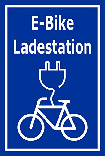 Melis-Folienwerkstatt Schild - E-Bike Lade-Station - 15x10cm | 3mm Hartschaum – S00050-067-F -20 Varianten