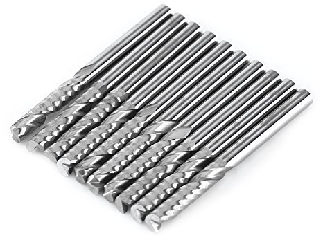 Fraise en bout en carbure de tungstène à spirale cannelée CNC en carbure de tungstène 10Pcs 3.175x17mm utilisée pour la découpe de bois de panneau de densité acrylique en MDF PVC