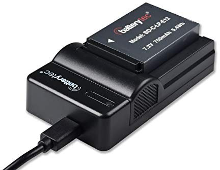 Batterytec Replacement battery for Canon camera LP-E12, EOS M10 M50 M100 EOS 100D EOS M2, Rebel SL1 Mirrorless Digital Camera, Micro USB portable Charger kit[Rechargeable,750mAh,12 Months Warranty]