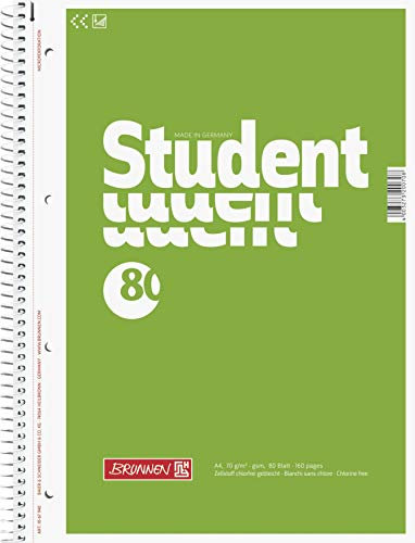 Brunnen Collegeblock Student, A4, 70 g/m², 80 Blatt (10, A4 unliniert) [Kitchen & Home]