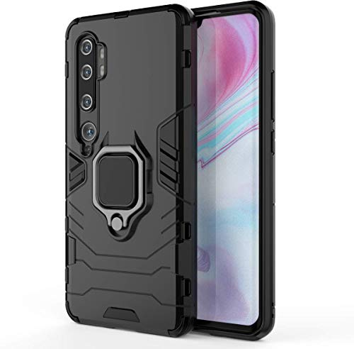 DEDUX Hülle kompatibel mit Xiaomi Mi Note 10/10 Pro mit Finger Ring Holder Ständer, Arbeit mit magnetischer Autohalterung Hülle. Schwarz