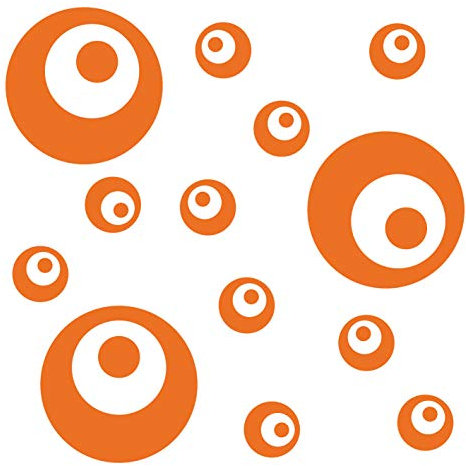 kleb-Drauf | 13 Retro-Punkte | Orange - glänzend | Wandtattoo Wandaufkleber Wandsticker Aufkleber Sticker | Wohnzimmer Schlafzimmer Kinderzimmer Küche Bad | Deko Wände Glas Fenster Tür Fliese