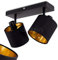 HOFSTEIN Deckenleuchte Alsen, Deckenlampe aus Metall/Stoff in Schwarz/Gold, 2-flammig, mit verstellbaren Strahlern, 2 x E14, Spot mit Stoff-Schirmen im Retro/Vintage Design, ohne Leuchtmittel