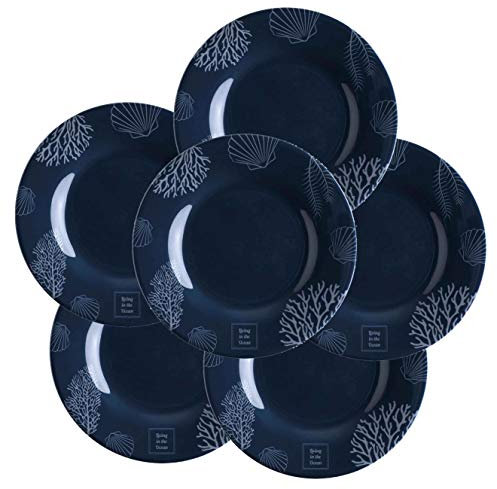Marine Business Dessertteller, Melamin, 20cm, Navy Weiss - Serie Living 6er Set