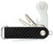 Leder Key Holder Organizer mit Schlüsselfundservice - lost and found - Edelstahl Multitool Schlüsselanhänger - Einkaufswagenlöser Flaschenöffner Profiltiefenmesser, Carbon