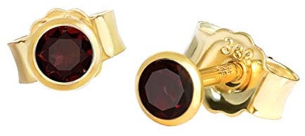 NKlaus Paar Ohrstecker echt Granat 333 Gelbgold 8 Karat Gold 3mm kleine Ohrringe hell 7991