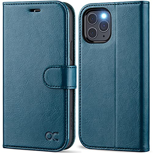 OCASE iPhone 12 Case, iPhone 12 Pro Case PU Leather iPhone 12/12 Pro 5G Wallet Flip Phone Cover with[TPU Inner Shell][RFID Blocking][Card Holder] Compatible with 6.1 Inch iPhone 12/12 Pro-Peacock Blue