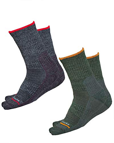 vitsocks Chaussette technique randonnée LAINE MÉRINOS enfant (2 PAIRES) garçon fille anti-ampoule chaude épaisse montagne trekking, vert gris, 31-34