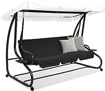 Garden Point Roma 3-Sitzer Gartenschaukel Schwarz | Eine Elegante und funktionale Schaukel für jeden Garten