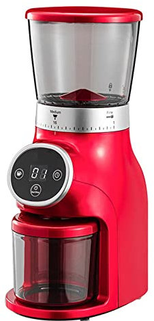 2 en 1 Machine à Café, Machine Expresso, Cafetière à Grain avec Broyeur, Verre & INOX, Combinées Filtre Et Expresso pour Cappuccino Et Latte Machiato, Red