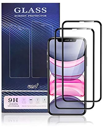 UNO' 2 Unidades Protectores Pantalla Vidrio Templado, Compatibles iPhone XS/X/11 Pro, 9H, Ultra Resistente, Sin Burbujas, Antirayaduras, Antihuellas.