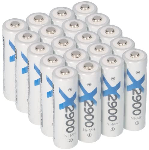 20 batterie tipo 2900 mAh 1,2 V NiMH Mignon AA | batterie ricaricabili ad alta capacità | bassa autoscarica | ideale per flash, controller Wii & Xbox (20 x AA)