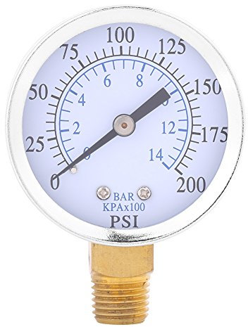 Pressure Gauge, 0-200PSI 0-14bar 1/4NPT Thread Lower Mount Air Compressor Pressure Hydraulic Gauge for Fuel Air Oil Water,pressure gauge