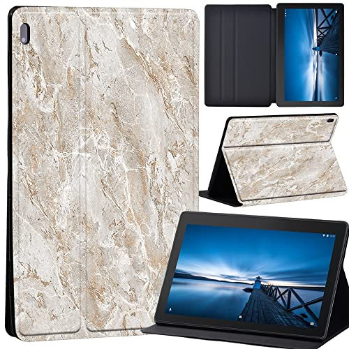 Leather slim lightweight Stand Cover Case for Lenovo Tab E10, Stand Tablet Cover for Lenovo Tab E10 10.1 Inch 2019 (Lenovo Tab E10 10.1, beige marble)