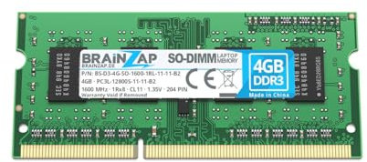 BRAINZAP Best Electronics - Memoria RAM da 4 GB DDR3 SO-DIMM PC3L-12800S-11-11-B2, 1Rx8, 1600 MHz, 1,35 V, CL11