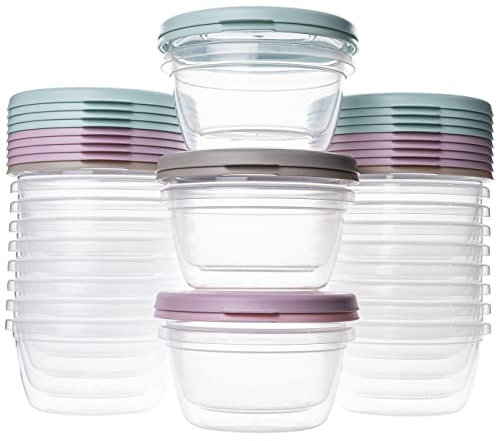 QILZO® Lot de 24 boîtes à repas alimentaires 250 ml - Sans BPA - Passe au micro-ondes, au lave-vaisselle et au congélateur - Récipients avec couvercle