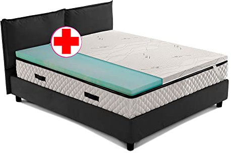 Topper, Matratzenauflage, orthopädisch, aus Biogreen, Höhe 5 cm, hypoallergener Stoff, abnehmbarer Bezug, 4 Seiten in Silber – Ortopedic einfach, 85 x 200 cm