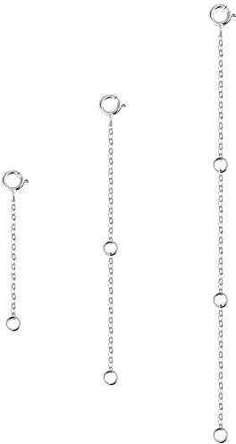 ALEXCRAFT 3 Stück Kettenverlängerung Silber, 14 Vergoldete Silber Verlängerung Kette Halskette Fußkette Armband Verlängerungskette Silber für Schmuckherstellung Damen Herren, 2 4 6 inch